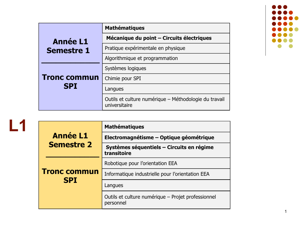 Programme Licence SPI-EEA Metz L1 - Télécharger le PDF